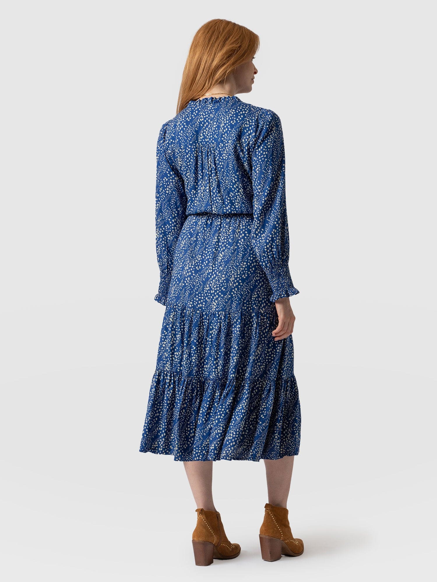 Olivia Zip Up Dress - Blue Spot